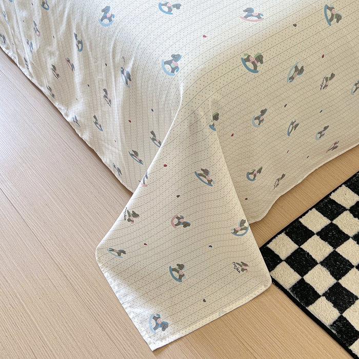 91家纺网 家纺一手货源 找家纺 金丝鸟家纺 2025新款全棉纯棉斜纹床单单品床单单件单床单-大床图 快乐小马