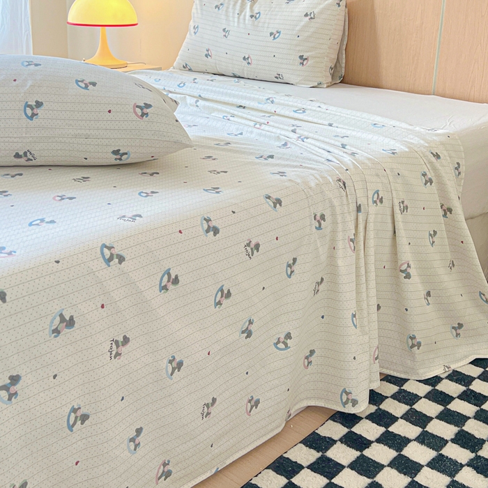 91家纺网 家纺一手货源 找家纺 金丝鸟家纺 2025新款全棉纯棉斜纹床单单品床单单件单床单-大床图 快乐小马