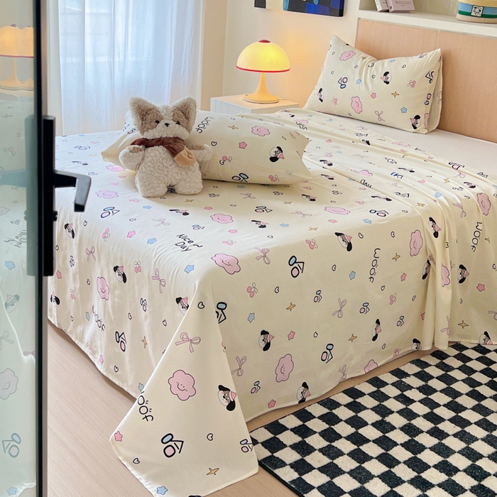 91家纺网 家纺一手货源 找家纺 金丝鸟家纺 2025新款全棉纯棉斜纹床单单品床单单件单床单-大床图 甜汪云趣