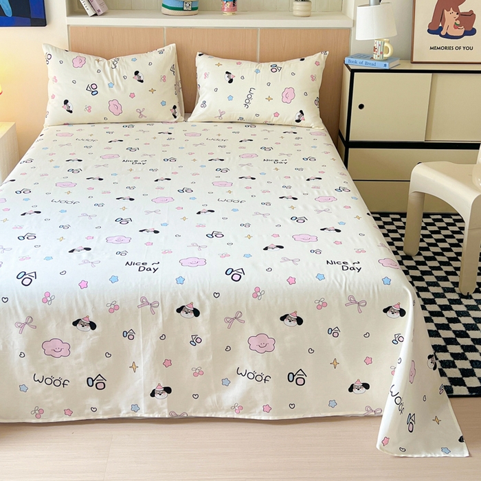 91家纺网 家纺一手货源 找家纺 金丝鸟家纺 2025新款全棉纯棉斜纹床单单品床单单件单床单-大床图 甜汪云趣