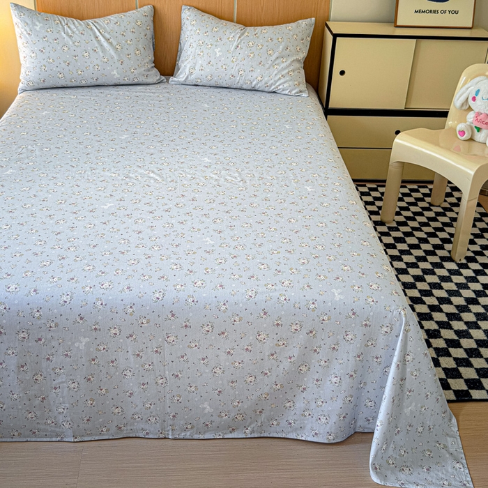 91家纺网 家纺一手货源 找家纺 金丝鸟家纺 2025新款全棉纯棉斜纹床单单品床单单件单床单-大床图 浅夏雏菊-灰