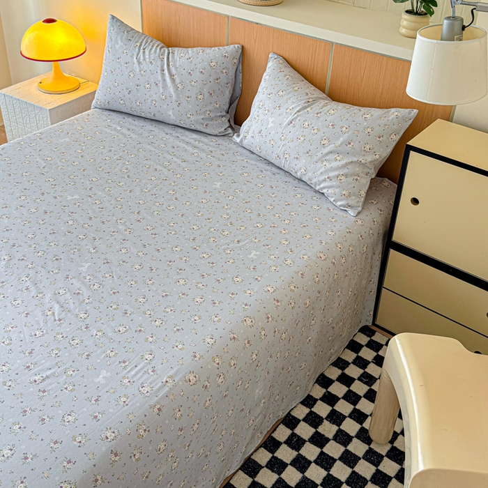 91家纺网 家纺一手货源 找家纺 金丝鸟家纺 2025新款全棉纯棉斜纹床单单品床单单件单床单-大床图 浅夏雏菊-灰