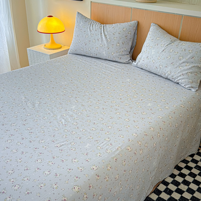 91家纺网 家纺一手货源 找家纺 金丝鸟家纺 2025新款全棉纯棉斜纹床单单品床单单件单床单-大床图 浅夏雏菊-灰