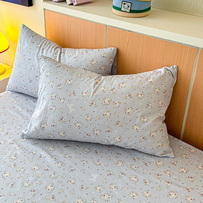 91家纺网 家纺一手货源 找家纺 金丝鸟家纺 2025新款全棉纯棉斜纹床单单品床单单件单床单-大床图 浅夏雏菊-灰