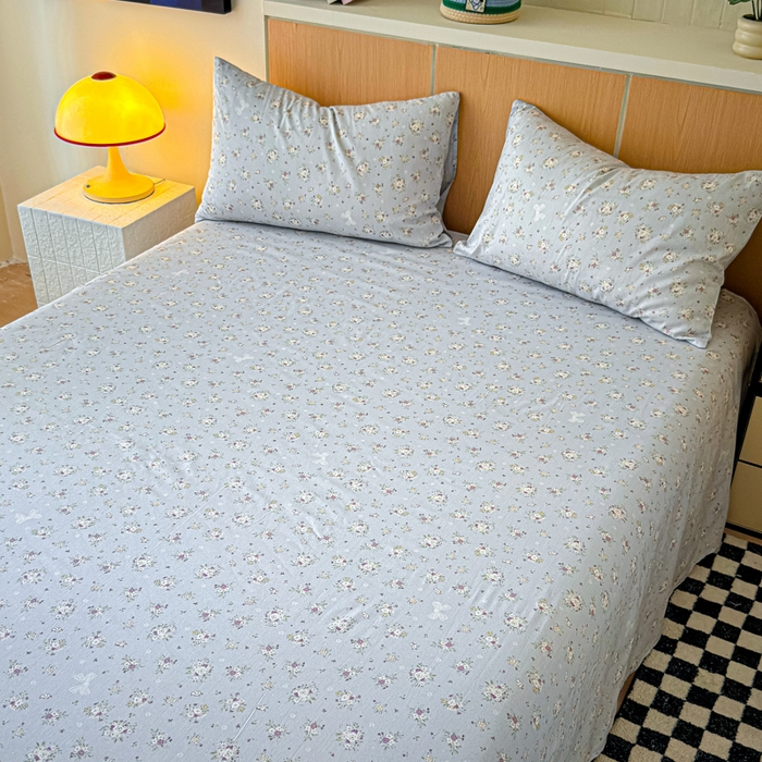 91家纺网 家纺一手货源 找家纺 金丝鸟家纺 2025新款全棉纯棉斜纹床单单品床单单件单床单-大床图 浅夏雏菊-灰