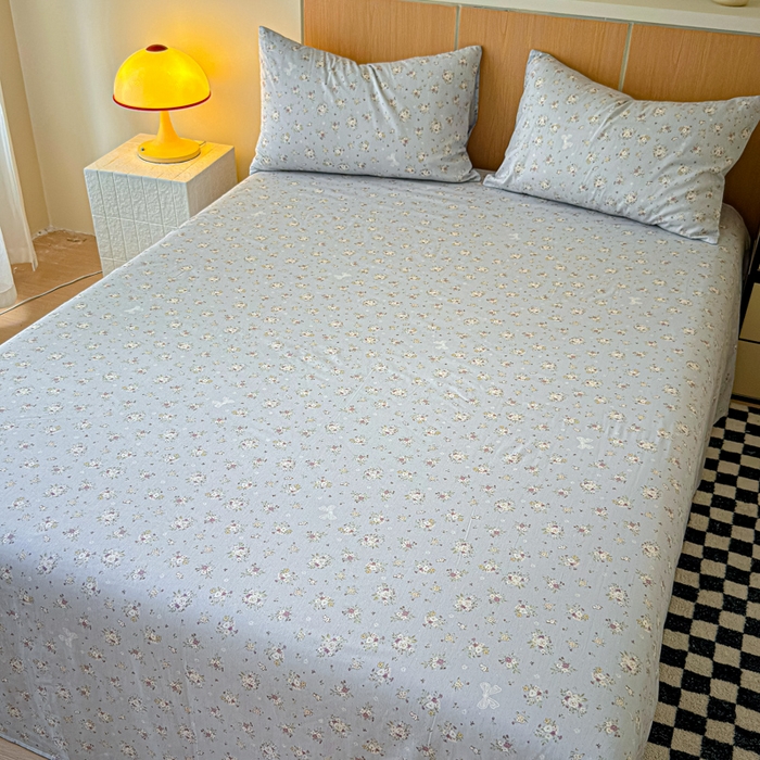 91家纺网 家纺一手货源 找家纺 金丝鸟家纺 2025新款全棉纯棉斜纹床单单品床单单件单床单-大床图 浅夏雏菊-灰