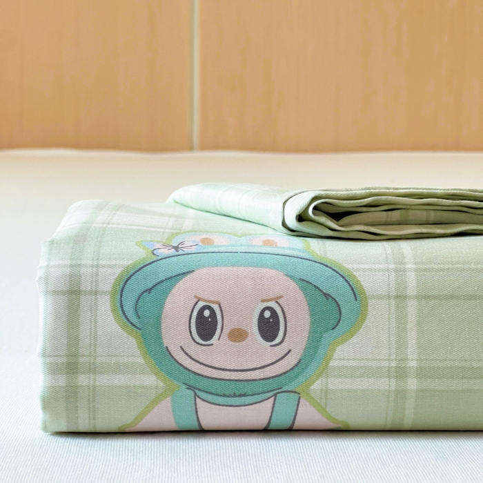 91家纺网 家纺一手货源 找家纺 金丝鸟家纺 2025新款全棉纯棉斜纹床单单品床单单件单床单-大床图 薄荷兔兔-绿