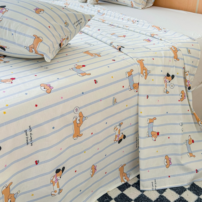 91家纺网 家纺一手货源 找家纺 金丝鸟家纺 2025新款全棉纯棉斜纹床单单品床单单件单床单-大床图 糖纸童年