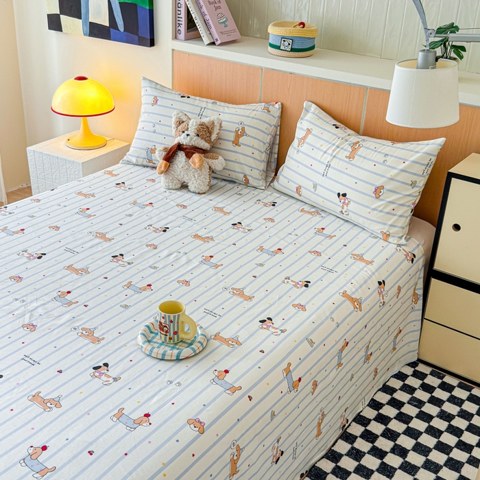 91家纺网 家纺一手货源 找家纺 金丝鸟家纺 2025新款全棉纯棉斜纹床单单品床单单件单床单-大床图 糖纸童年