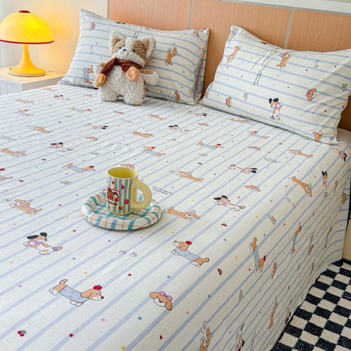 91家纺网 家纺一手货源 找家纺 金丝鸟家纺 2025新款全棉纯棉斜纹床单单品床单单件单床单-大床图 糖纸童年