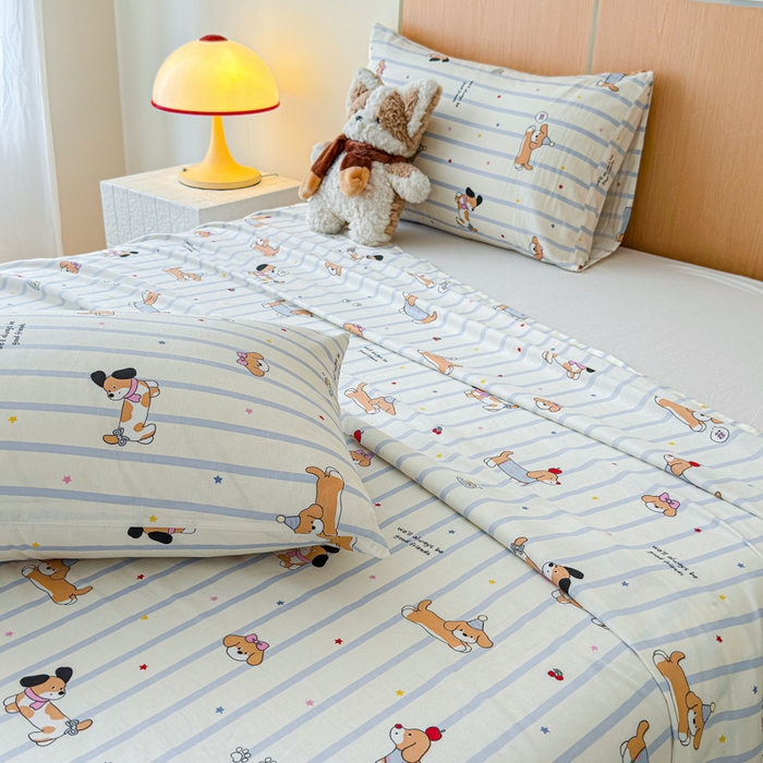 91家纺网 家纺一手货源 找家纺 金丝鸟家纺 2025新款全棉纯棉斜纹床单单品床单单件单床单-大床图 糖纸童年