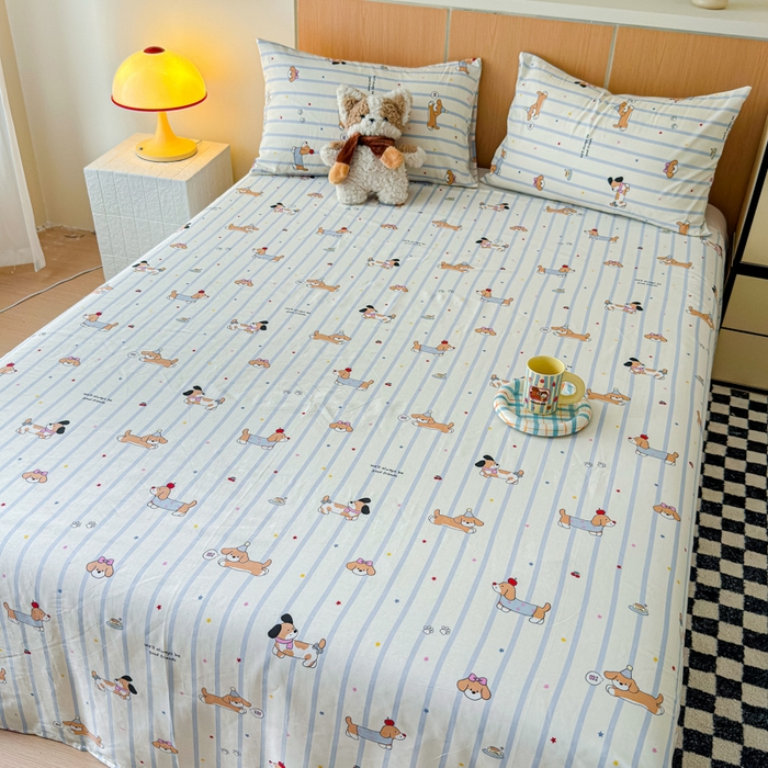 91家纺网 家纺一手货源 找家纺 金丝鸟家纺 2025新款全棉纯棉斜纹床单单品床单单件单床单-大床图 糖纸童年