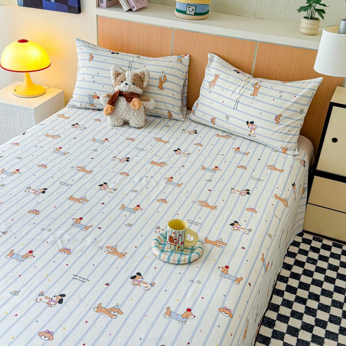 91家纺网 家纺一手货源 找家纺 金丝鸟家纺 2025新款全棉纯棉斜纹床单单品床单单件单床单-大床图 糖纸童年