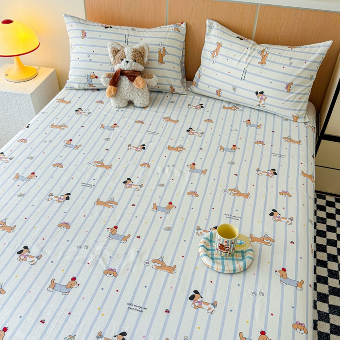 91家纺网 家纺一手货源 找家纺 金丝鸟家纺 2025新款全棉纯棉斜纹床单单品床单单件单床单-大床图 糖纸童年