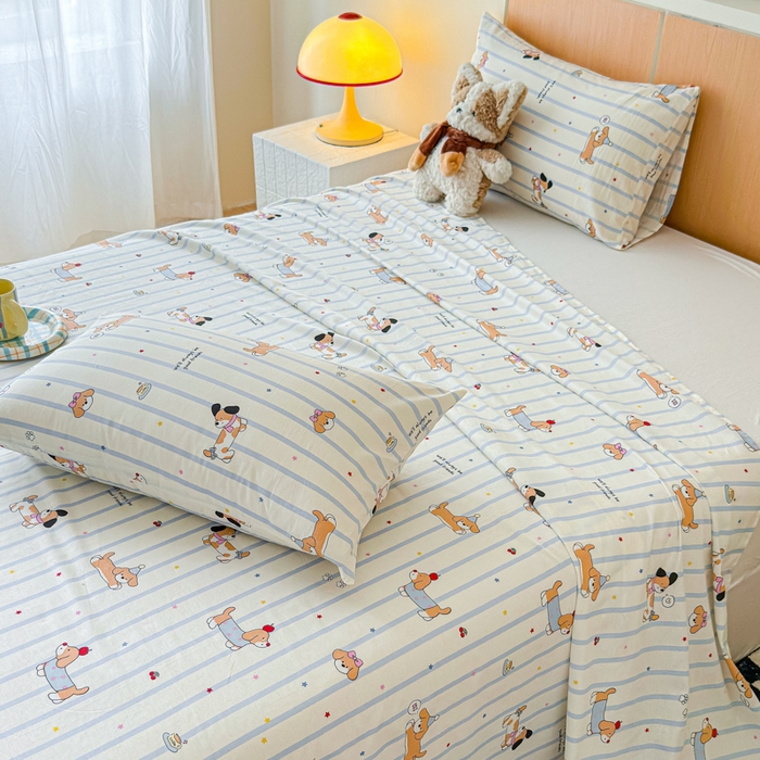 91家纺网 家纺一手货源 找家纺 金丝鸟家纺 2025新款全棉纯棉斜纹床单单品床单单件单床单-大床图 糖纸童年