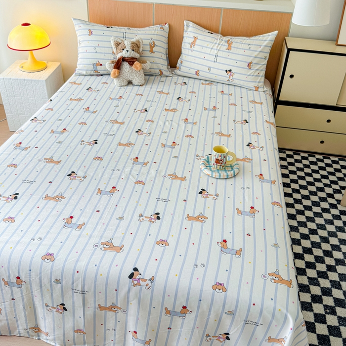 91家纺网 家纺一手货源 找家纺 金丝鸟家纺 2025新款全棉纯棉斜纹床单单品床单单件单床单-大床图 糖纸童年