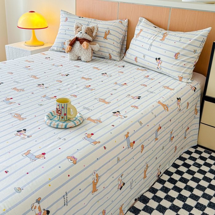 91家纺网 家纺一手货源 找家纺 金丝鸟家纺 2025新款全棉纯棉斜纹床单单品床单单件单床单-大床图 糖纸童年