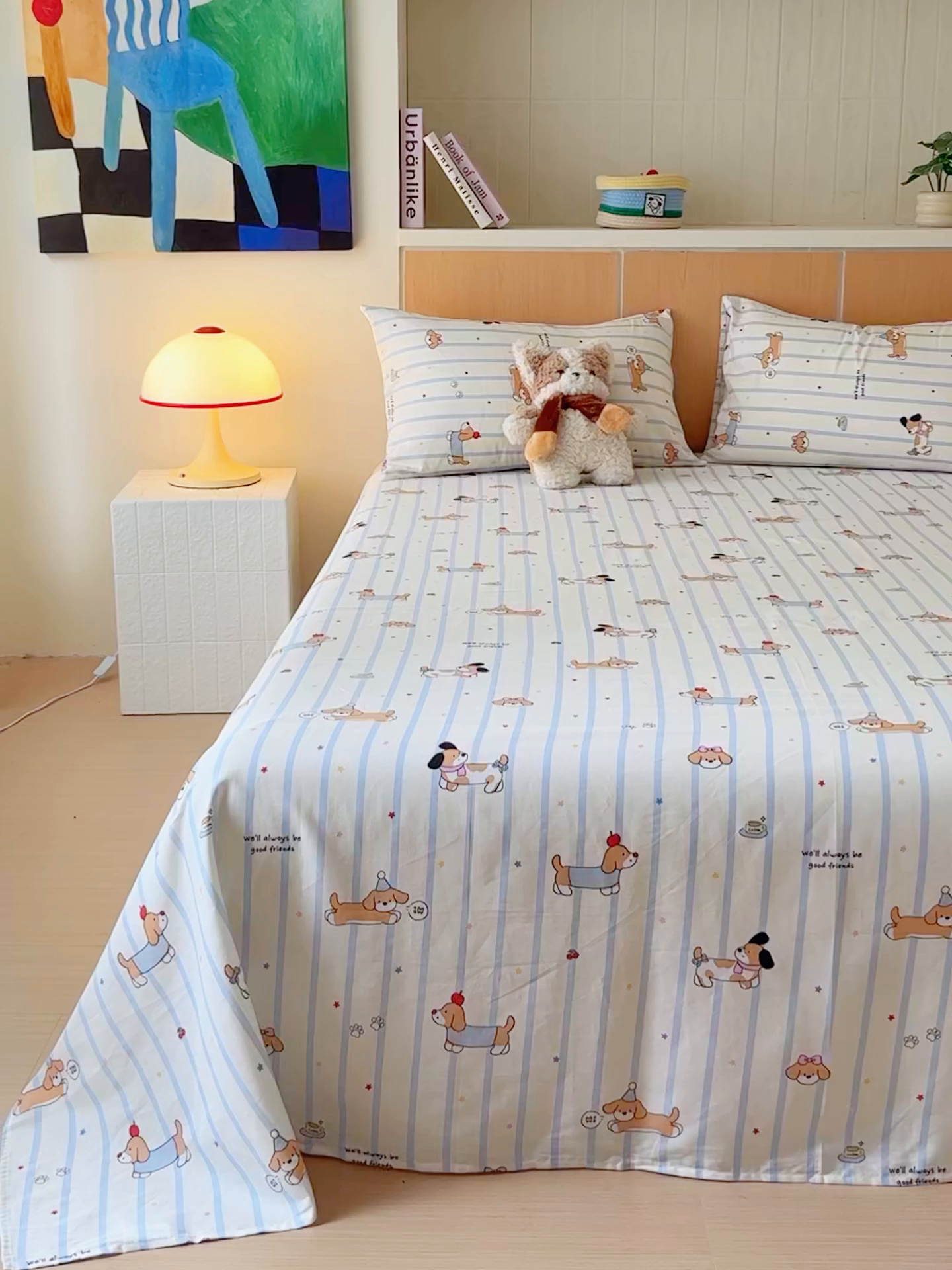 91家纺网 家纺一手货源 找家纺 金丝鸟家纺 2025新款全棉纯棉斜纹床单单品床单单件单床单-大床图 糖纸童年