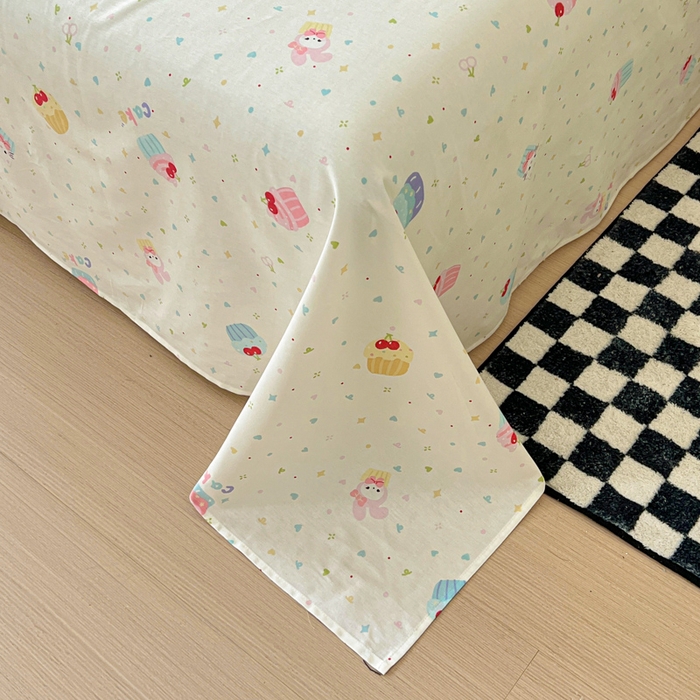 91家纺网 家纺一手货源 找家纺 金丝鸟家纺 2025新款全棉纯棉斜纹床单单品床单单件单床单-大床图 茶杯蛋糕