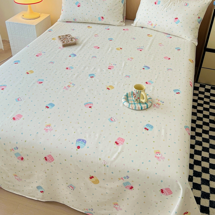 91家纺网 家纺一手货源 找家纺 金丝鸟家纺 2025新款全棉纯棉斜纹床单单品床单单件单床单-大床图 茶杯蛋糕