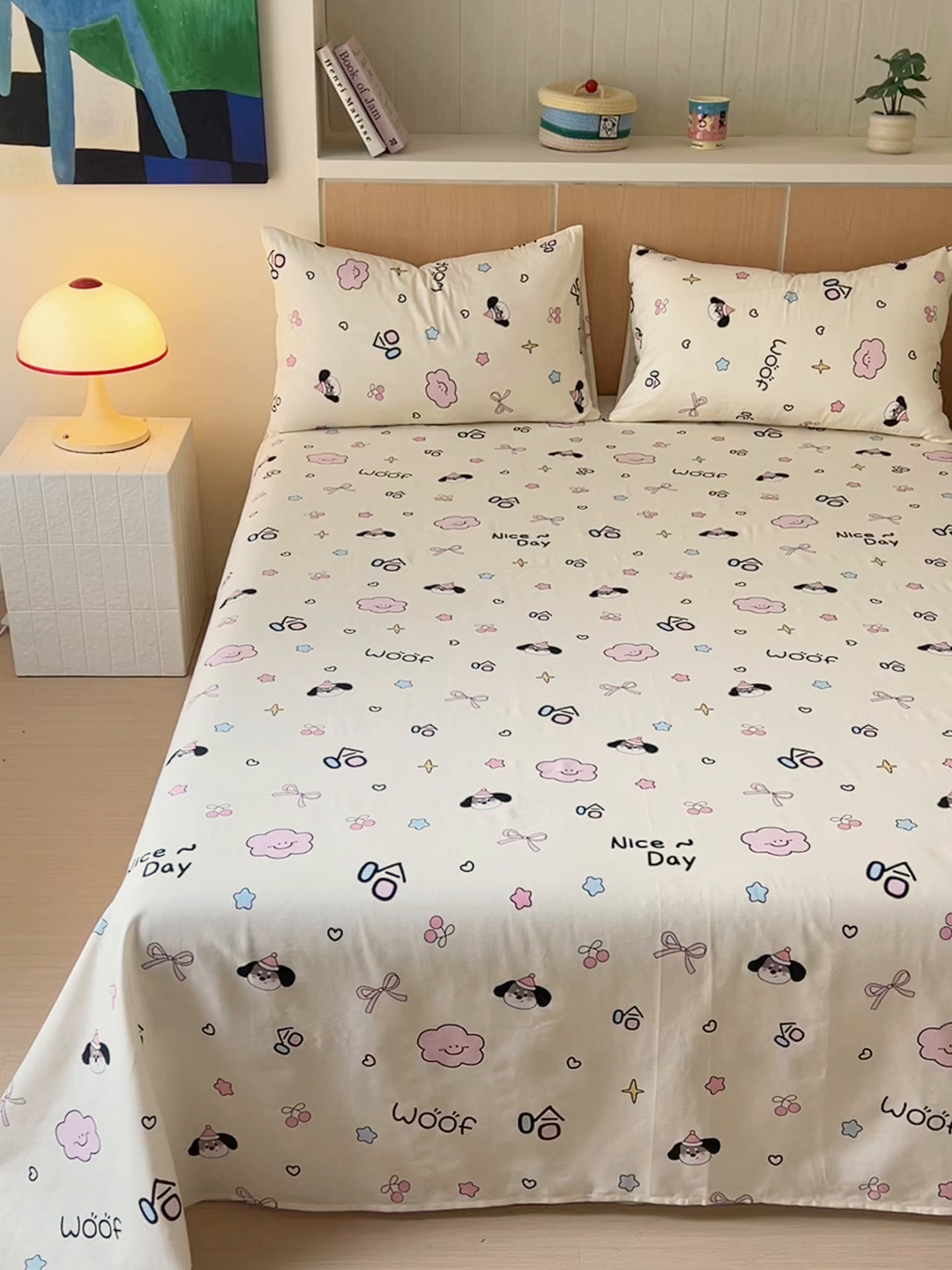 91家纺网 家纺一手货源 找家纺 金丝鸟家纺 2025新款全棉纯棉斜纹床单单品床单单件单床单-大床图 甜汪云趣