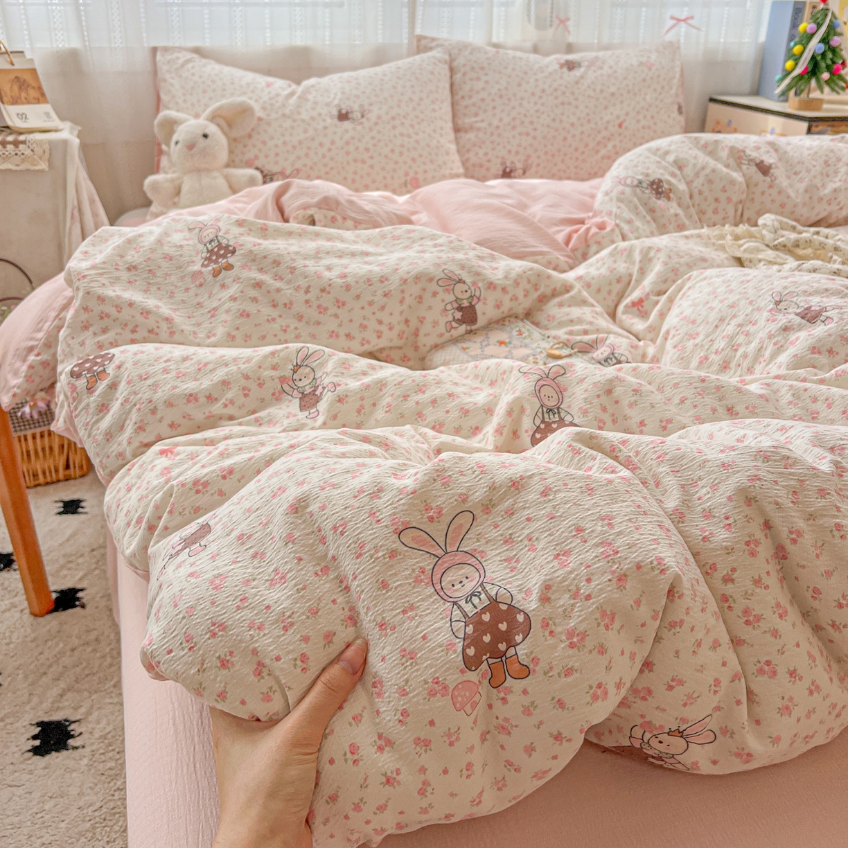 91家纺网 家纺一手货源 找家纺 （总）水木坊 2025新款A云感双层纱四件套-浪漫