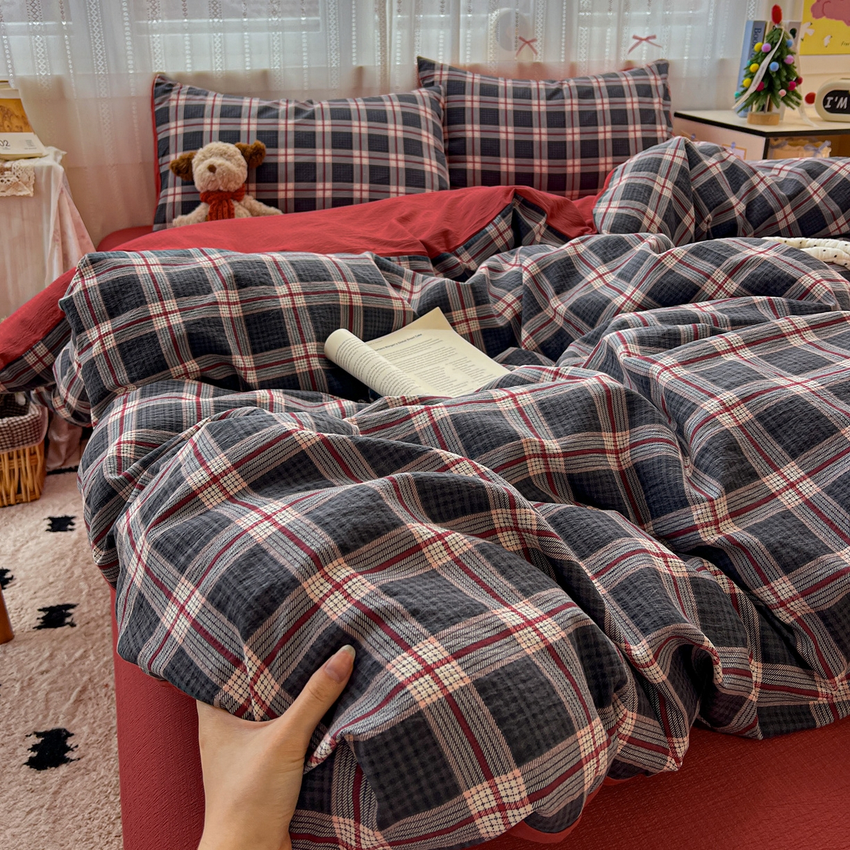 91家纺网 家纺一手货源 找家纺 （总）水木坊 2025新款A云感双层纱四件套-浪漫