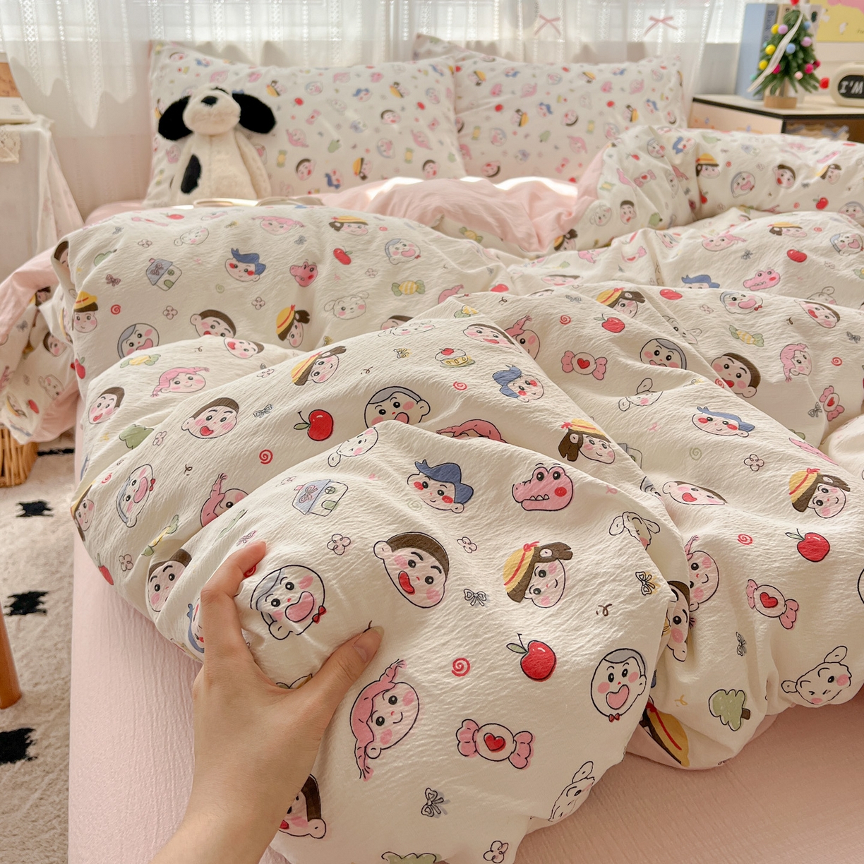 91家纺网 家纺一手货源 找家纺 （总）水木坊 2025新款A云感双层纱四件套-浪漫