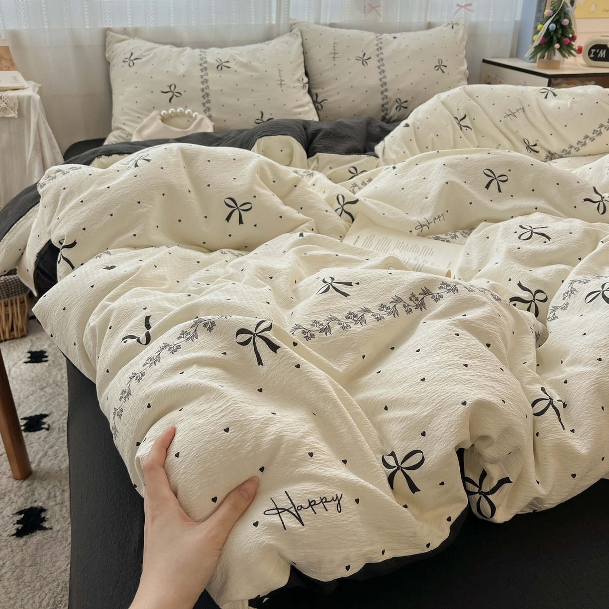 91家纺网 家纺一手货源 找家纺 （总）水木坊 2025新款A云感双层纱四件套-浪漫