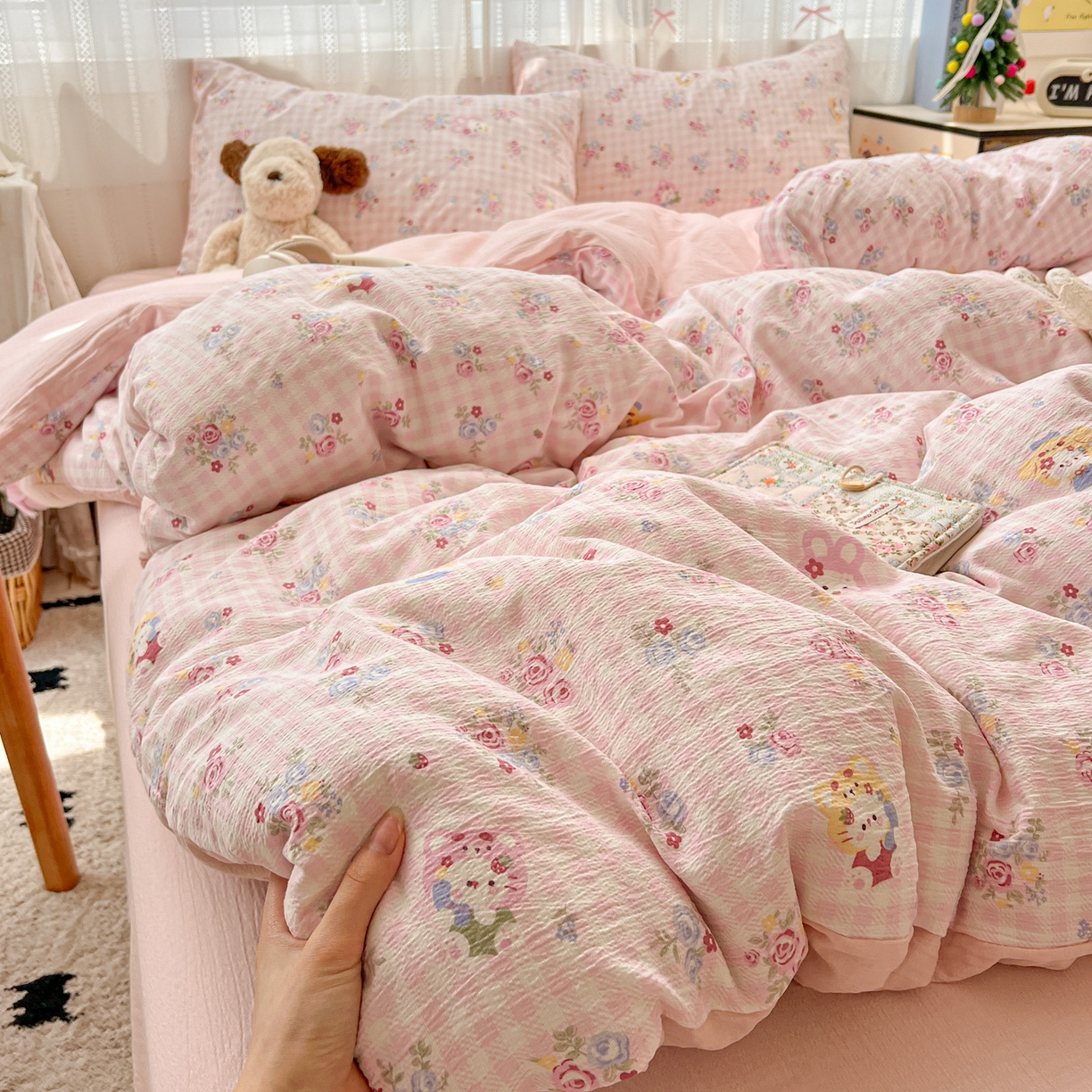 91家纺网 家纺一手货源 找家纺 （总）水木坊 2025新款A云感双层纱四件套-浪漫