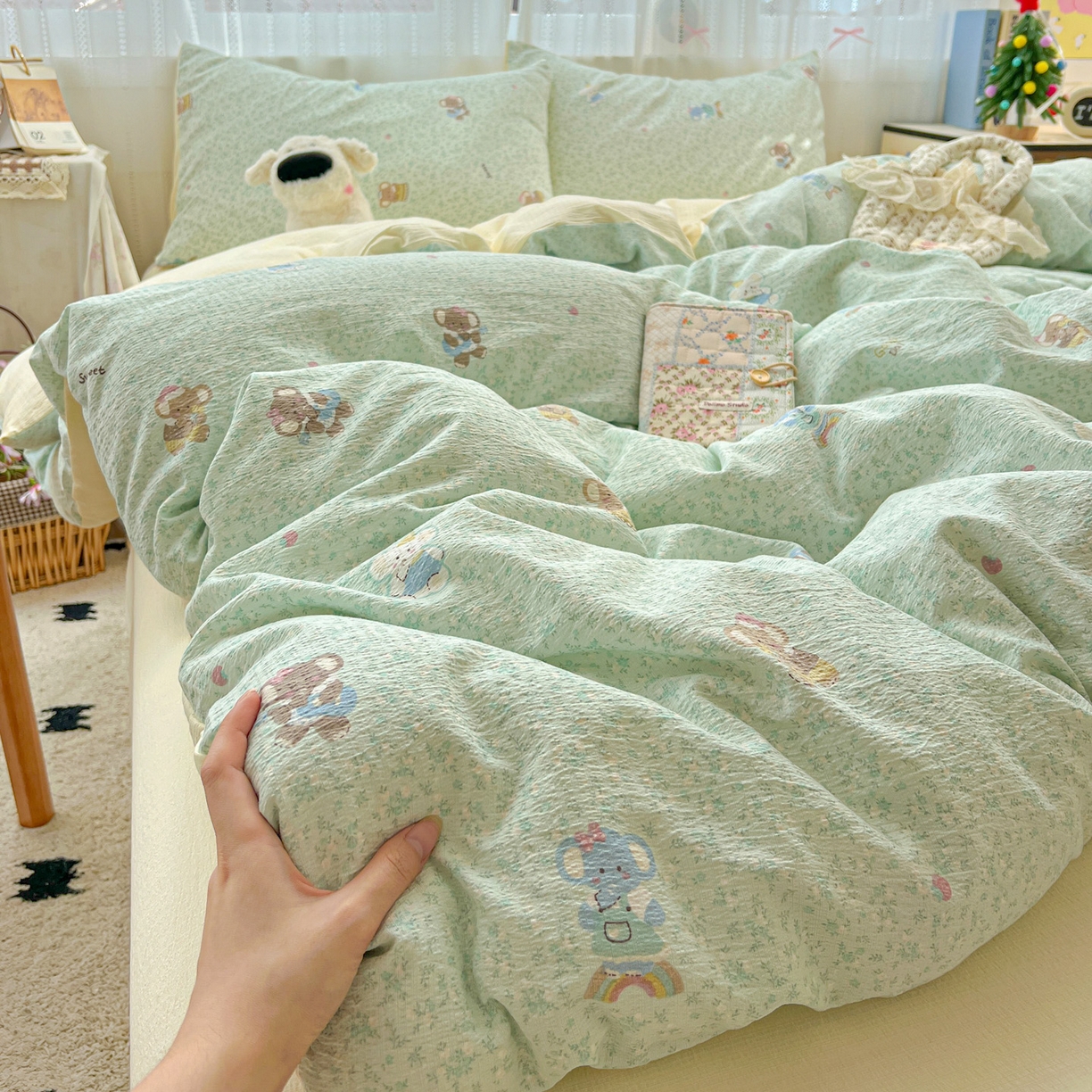 91家纺网 家纺一手货源 找家纺 （总）水木坊 2025新款A云感双层纱四件套-浪漫