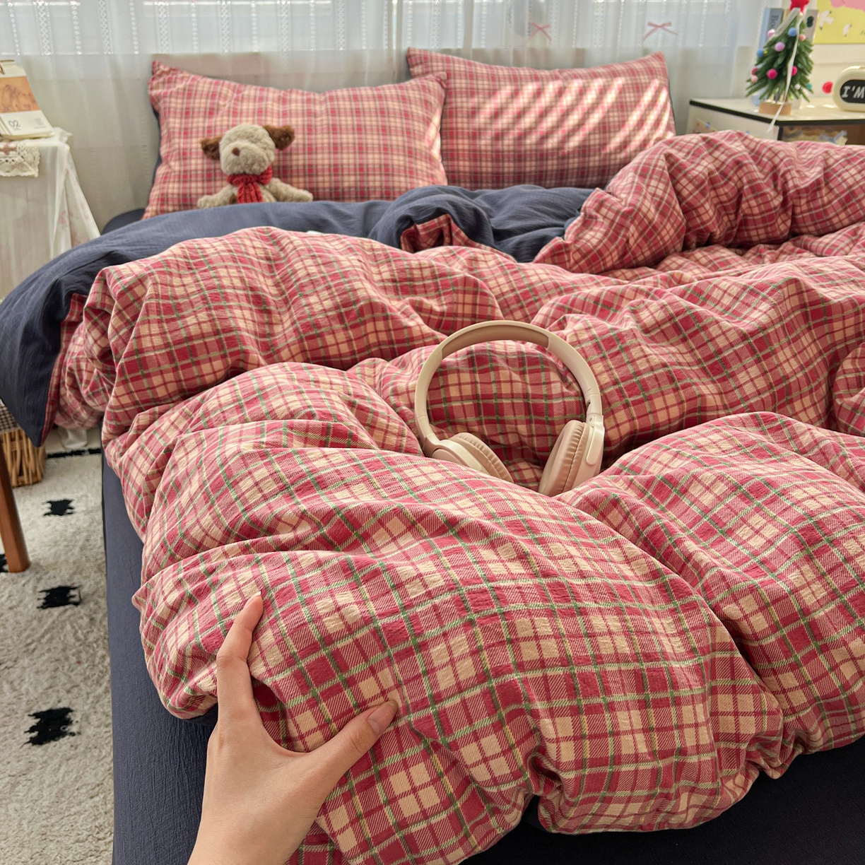 91家纺网 家纺一手货源 找家纺 （总）水木坊 2025新款A云感双层纱四件套-浪漫