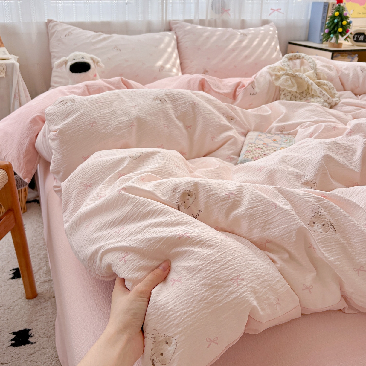 91家纺网 家纺一手货源 找家纺 （总）水木坊 2025新款A云感双层纱四件套-浪漫