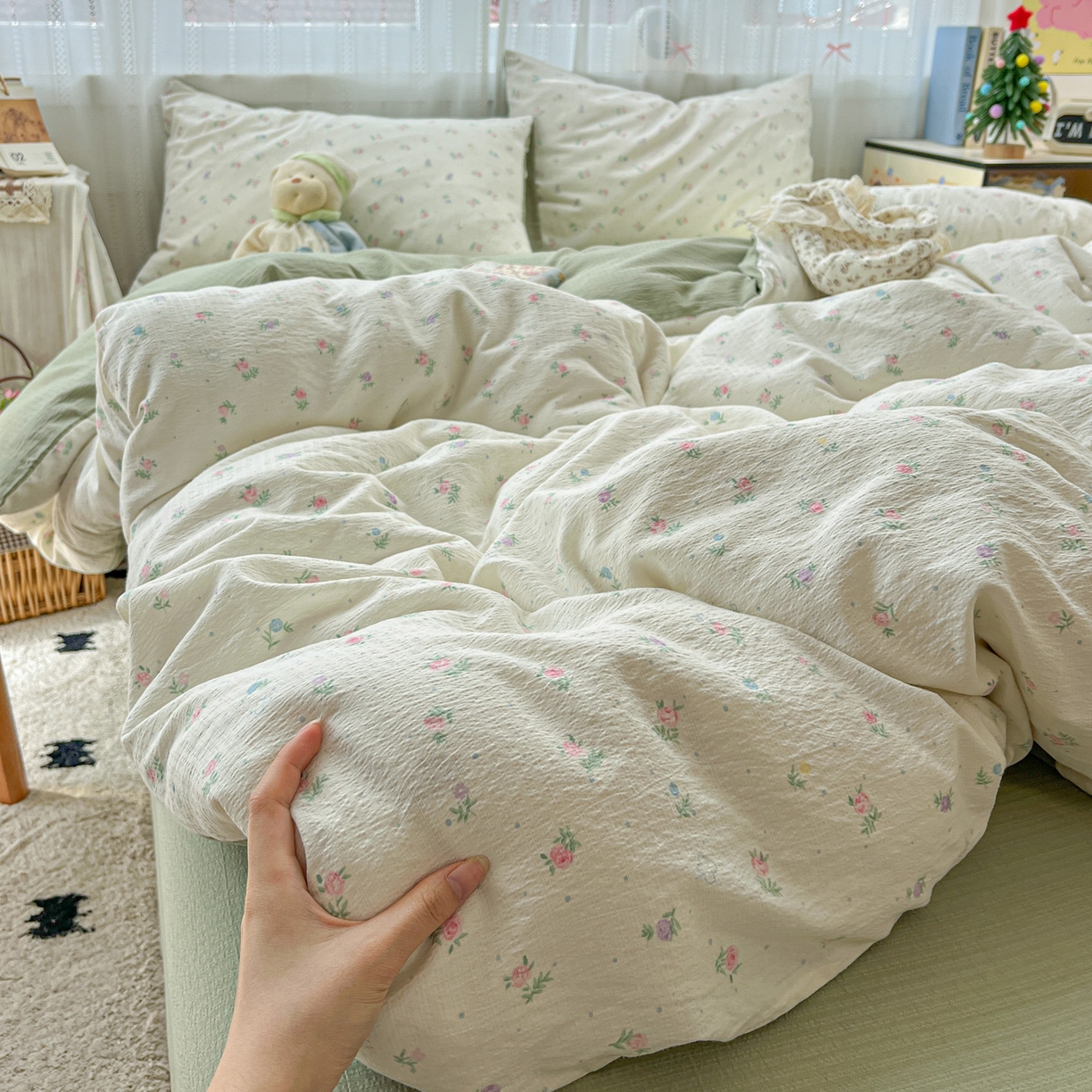 水木坊 2025新款A云感双层纱四件套-浪漫 浪漫-初恋