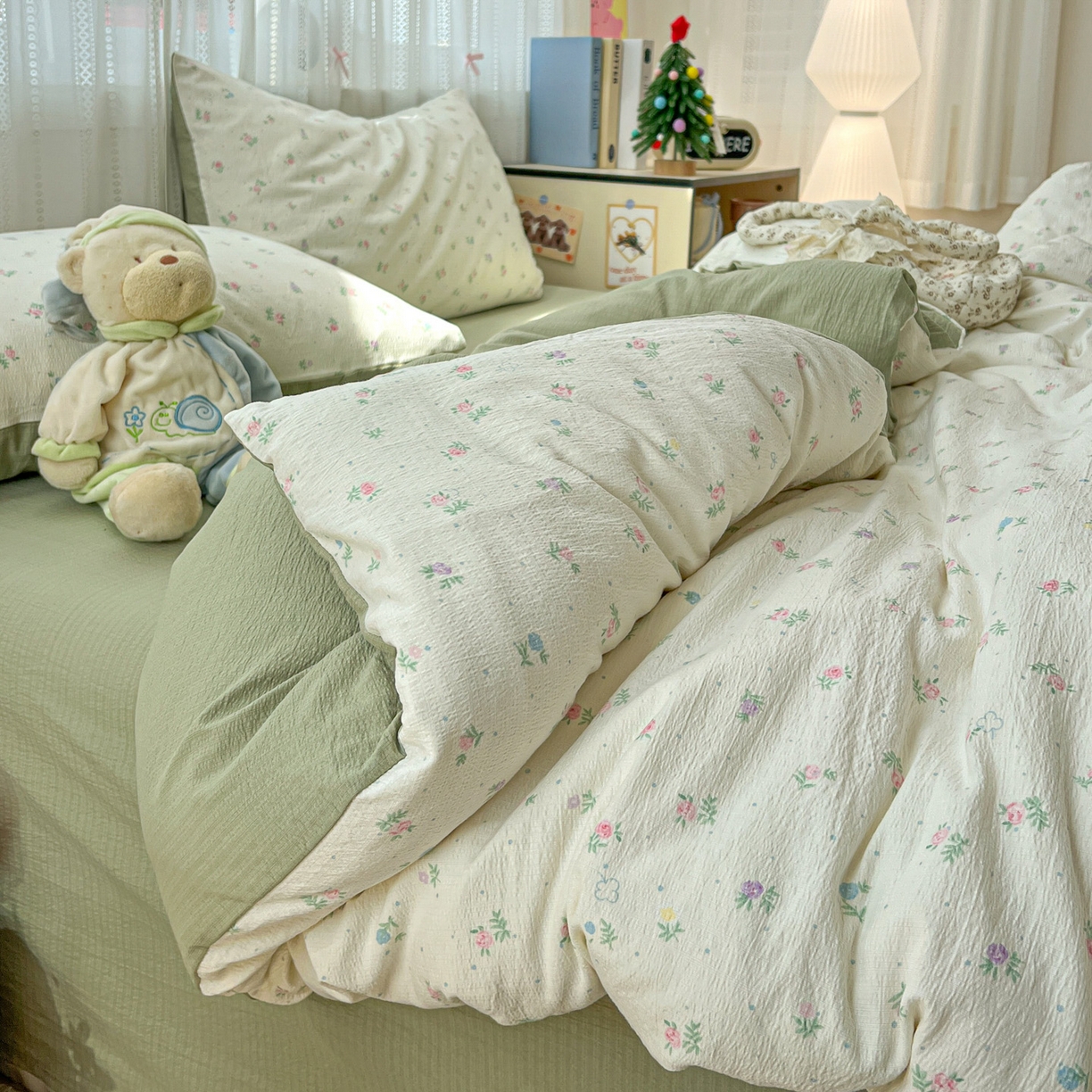 91家纺网 家纺一手货源 找家纺 水木坊 2025新款A云感双层纱四件套-浪漫 浪漫-初恋