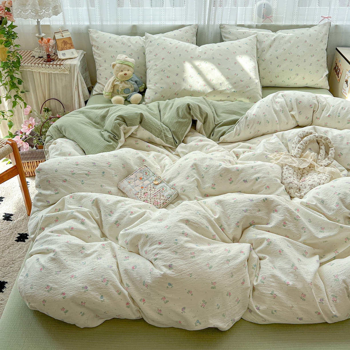 91家纺网 家纺一手货源 找家纺 水木坊 2025新款A云感双层纱四件套-浪漫 浪漫-初恋