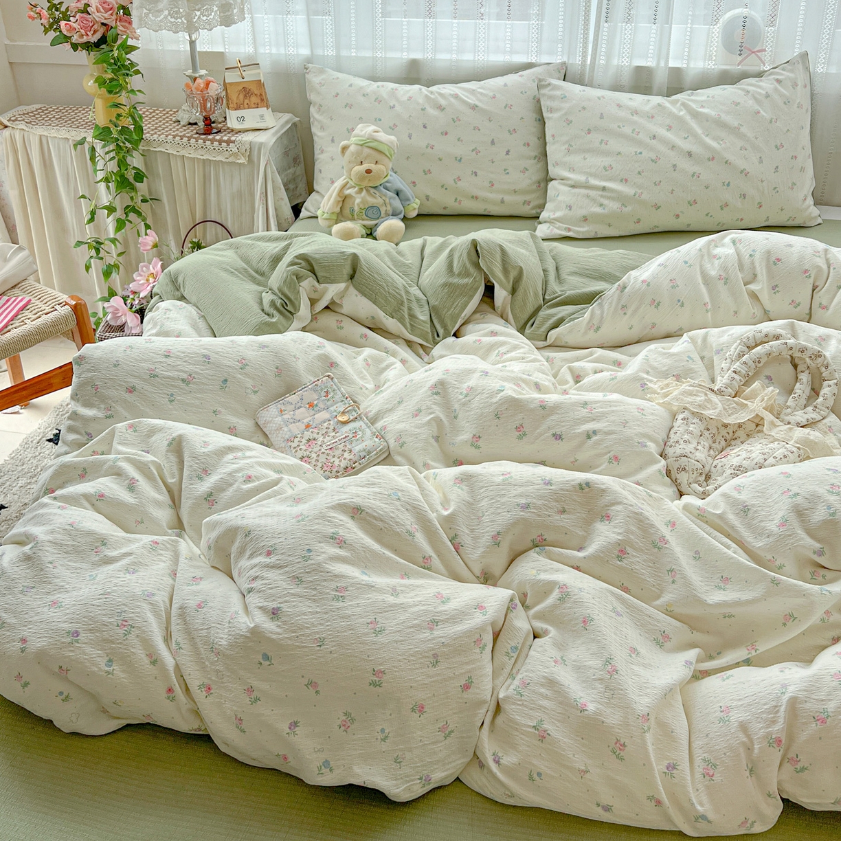 91家纺网 家纺一手货源 找家纺 水木坊 2025新款A云感双层纱四件套-浪漫 浪漫-初恋