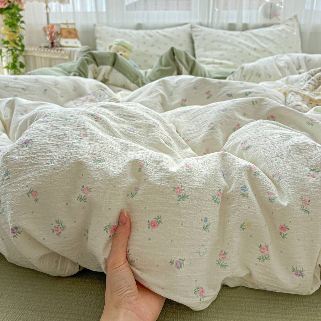 91家纺网 家纺一手货源 找家纺 水木坊 2025新款A云感双层纱四件套-浪漫 浪漫-初恋