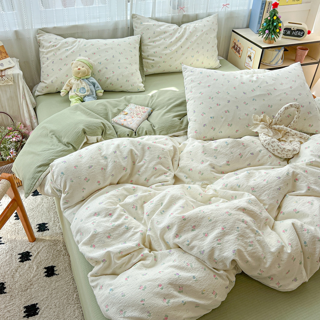 91家纺网 家纺一手货源 找家纺 水木坊 2025新款A云感双层纱四件套-浪漫 浪漫-初恋