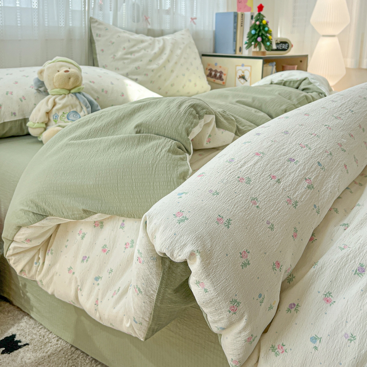 91家纺网 家纺一手货源 找家纺 水木坊 2025新款A云感双层纱四件套-浪漫 浪漫-初恋