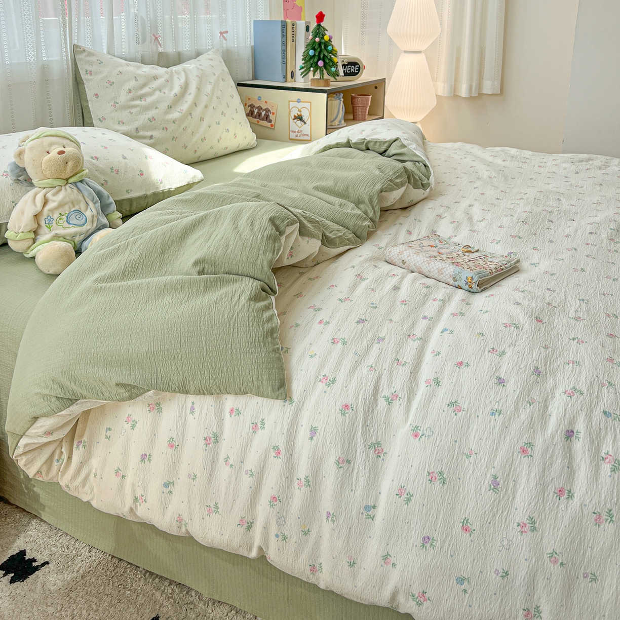 91家纺网 家纺一手货源 找家纺 水木坊 2025新款A云感双层纱四件套-浪漫 浪漫-初恋