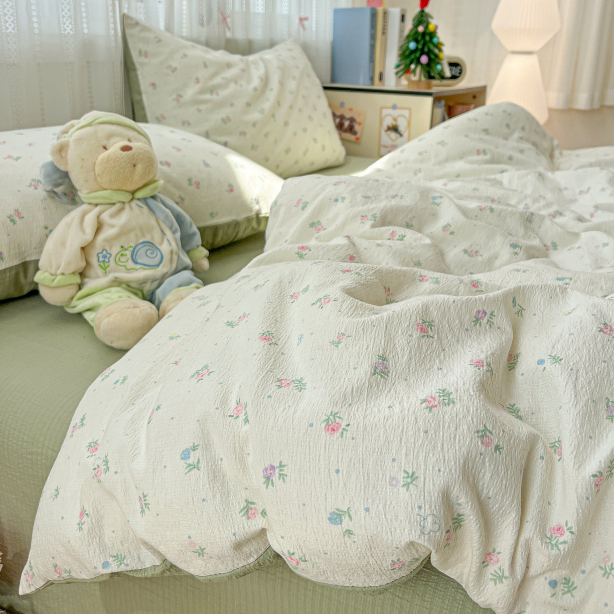 91家纺网 家纺一手货源 找家纺 水木坊 2025新款A云感双层纱四件套-浪漫 浪漫-初恋