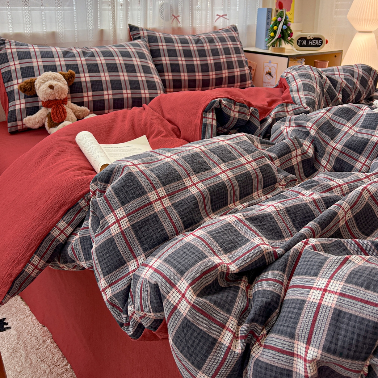 91家纺网 家纺一手货源 找家纺 水木坊 2025新款A云感双层纱四件套-浪漫 浪漫-幻夜