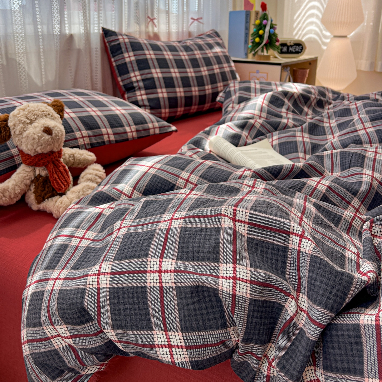 91家纺网 家纺一手货源 找家纺 水木坊 2025新款A云感双层纱四件套-浪漫 浪漫-幻夜