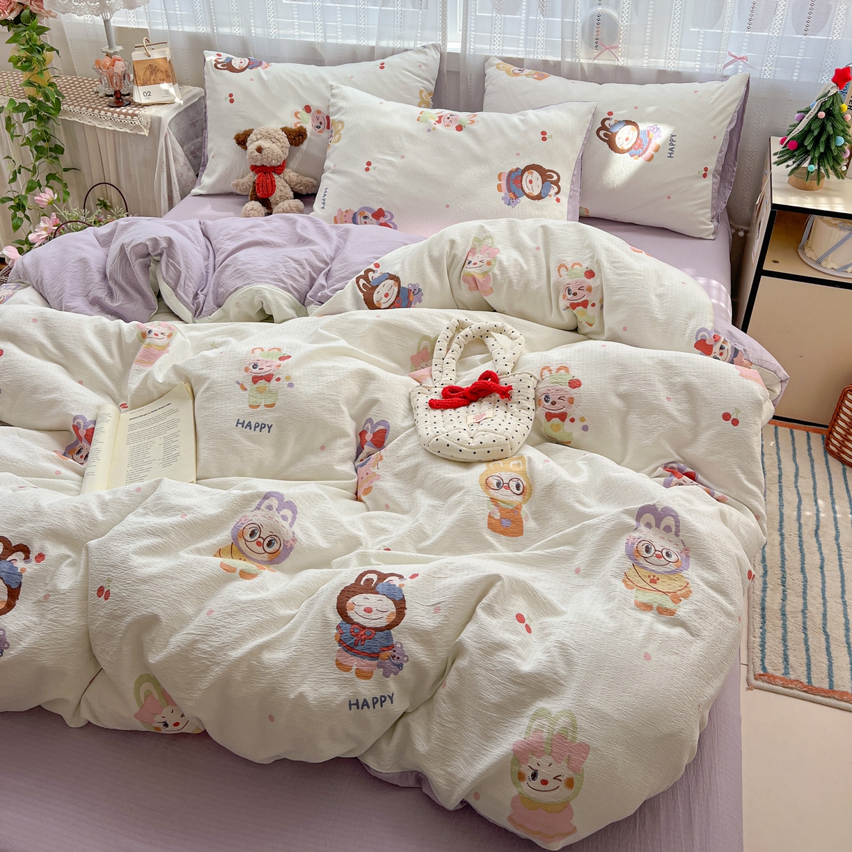 91家纺网 家纺一手货源 找家纺 水木坊 2025新款A云感双层纱四件套-浪漫 浪漫-拉布大王