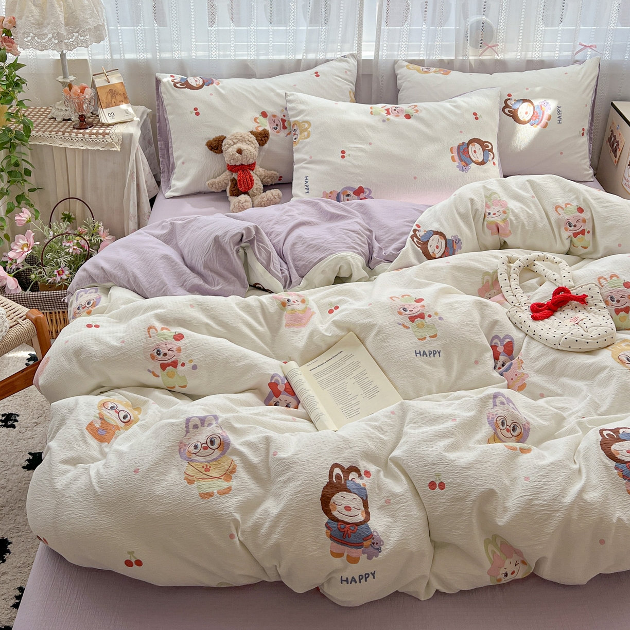 91家纺网 家纺一手货源 找家纺 水木坊 2025新款A云感双层纱四件套-浪漫 浪漫-拉布大王