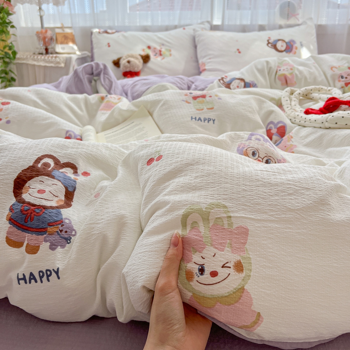 91家纺网 家纺一手货源 找家纺 水木坊 2025新款A云感双层纱四件套-浪漫 浪漫-拉布大王