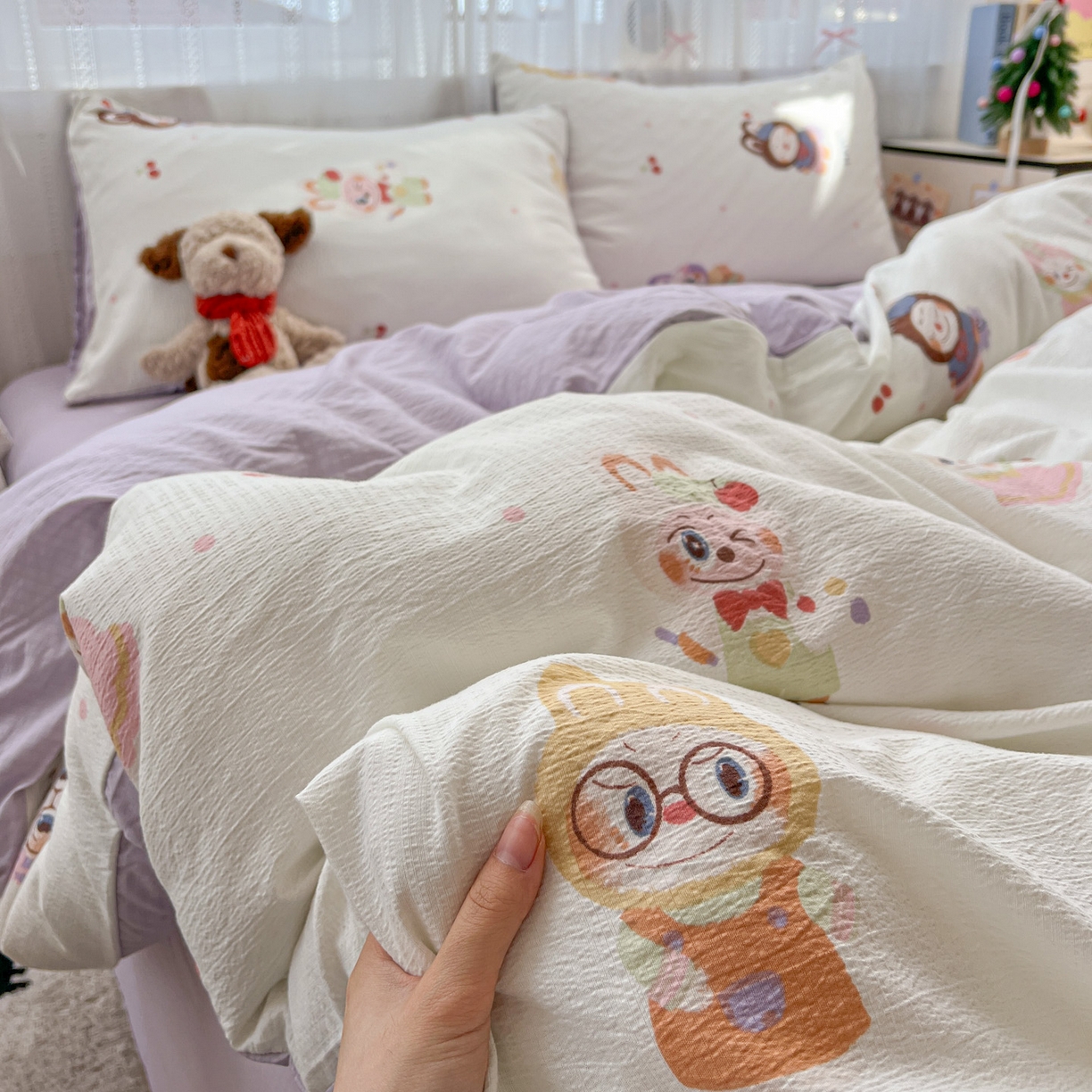 91家纺网 家纺一手货源 找家纺 水木坊 2025新款A云感双层纱四件套-浪漫 浪漫-拉布大王