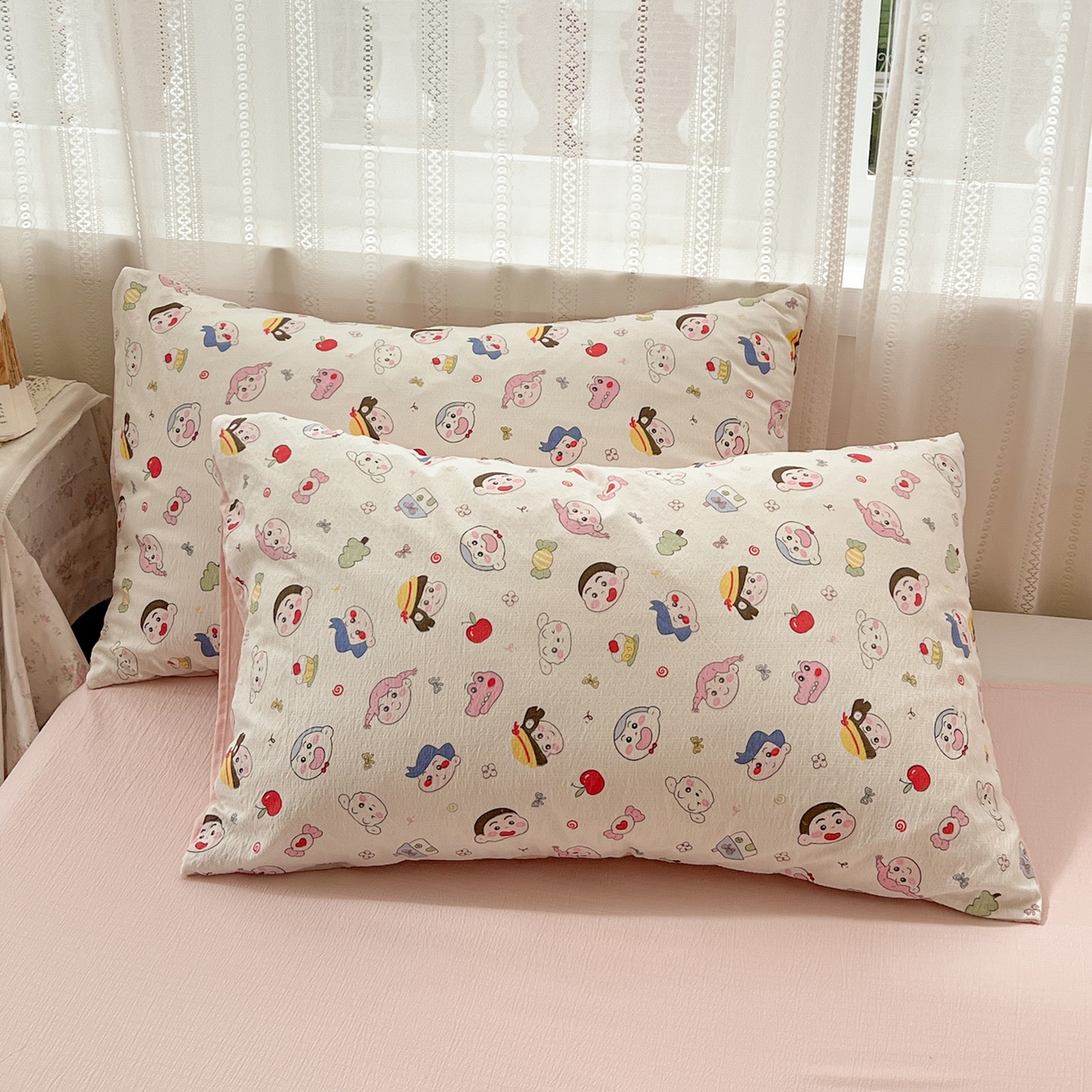 91家纺网 家纺一手货源 找家纺 水木坊 2025新款A云感双层纱四件套-浪漫 浪漫-蜡笔没有新