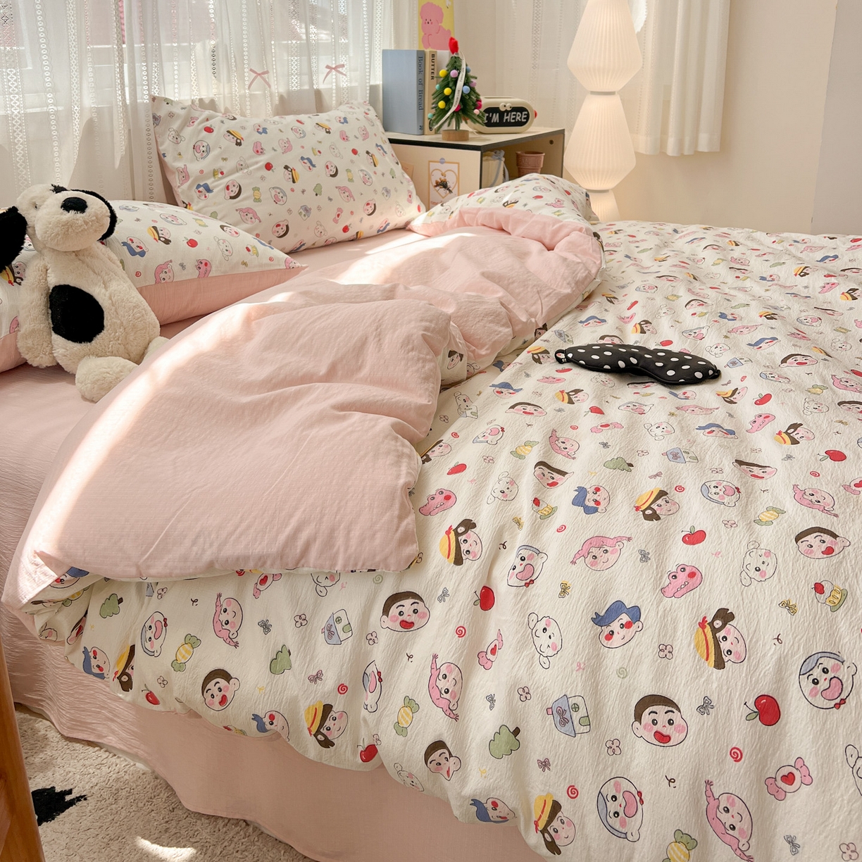 91家纺网 家纺一手货源 找家纺 水木坊 2025新款A云感双层纱四件套-浪漫 浪漫-蜡笔没有新